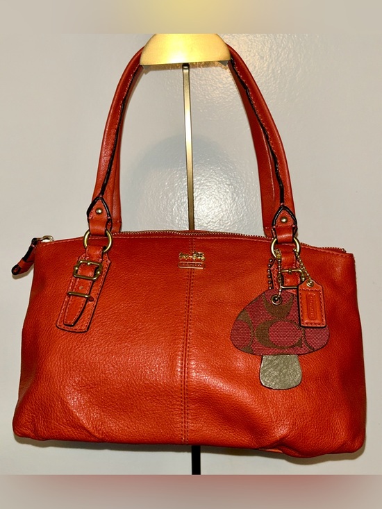 Coach Handbags - Coach Madison model, the Sophia Satchel. Upcycled Mushroom Charm and Dust Bag